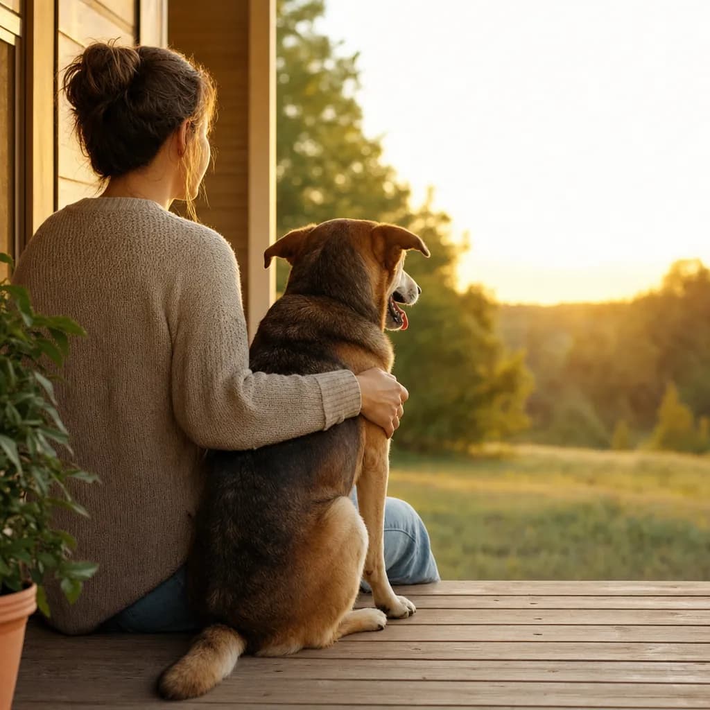 A dog and its owner at home
