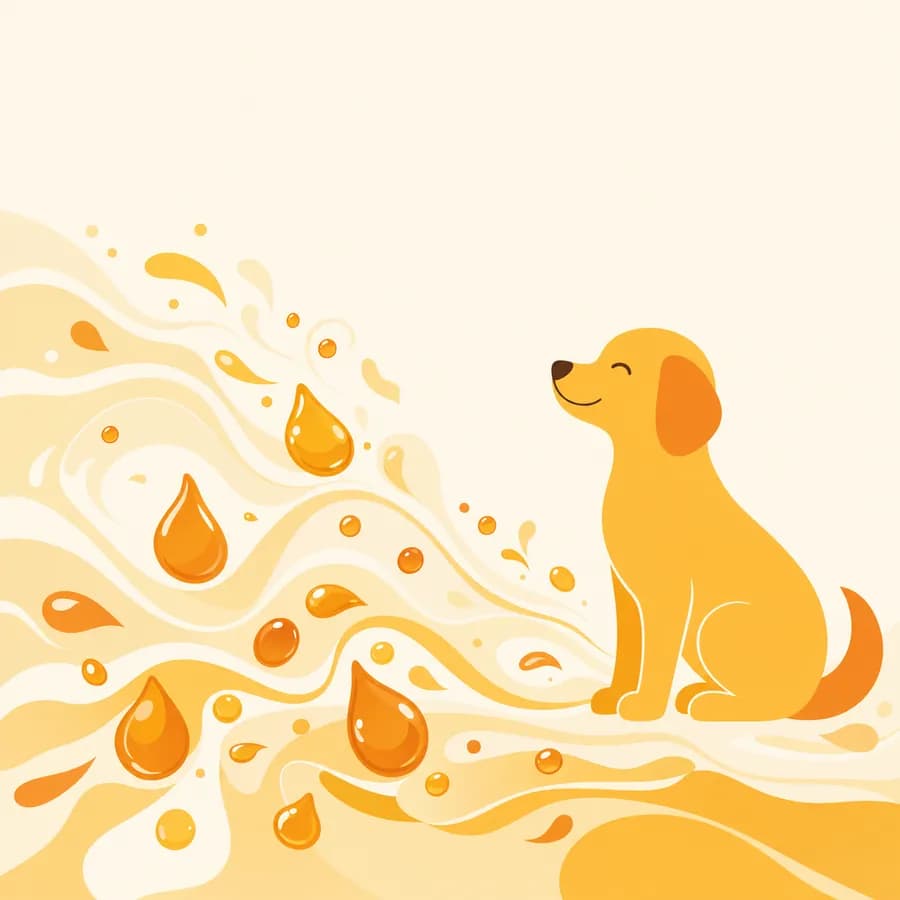 An illustration of nutrients dispersing toward a dog